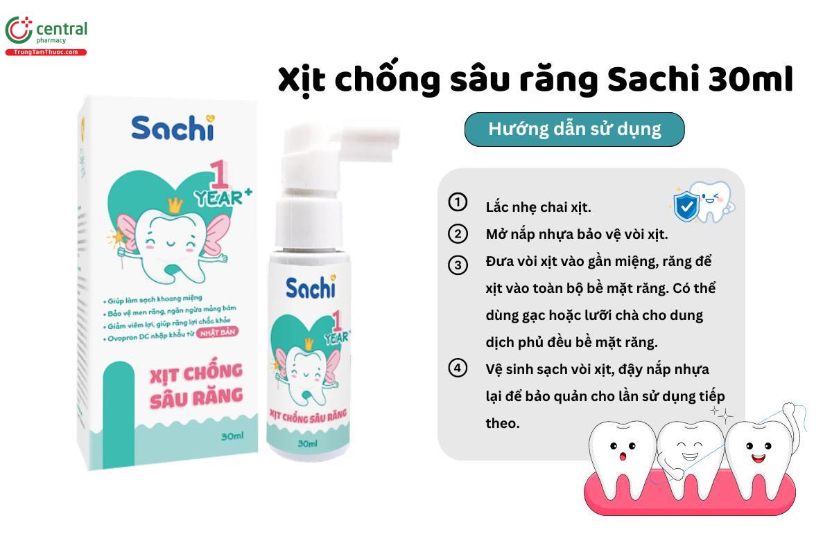 Hướng dẫn cách dùng và liều sử dụng của Xịt chống sâu răng Sachi 30ml