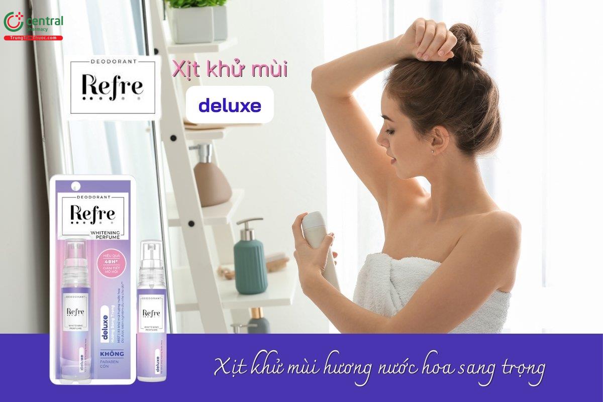 Xịt khử mùi Deodorant Refre Whitening Perfume giúp duy trì mùi hương lâu dài và kiểm soát mùi cơ thể một cách hiệu quả, dưỡng sáng da và chăm sóc vùng da dưới cánh tay.