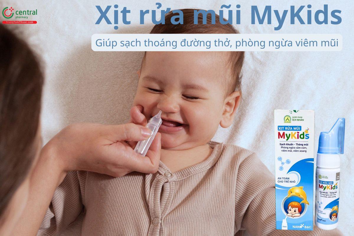 Xịt rửa mũi MyKids giúp sạch thoáng đường thở, phòng ngừa viêm mũi