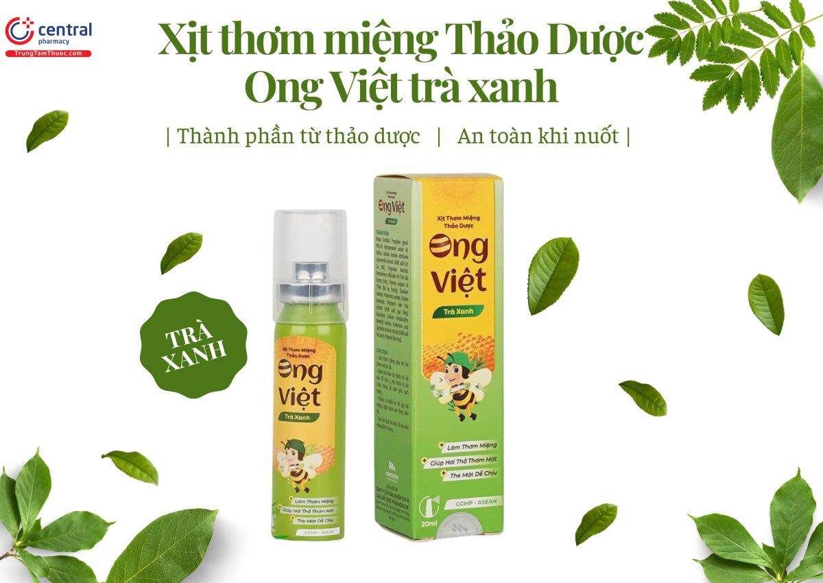 Xịt thơm miệng thảo dược Ong Việt Trà xanh