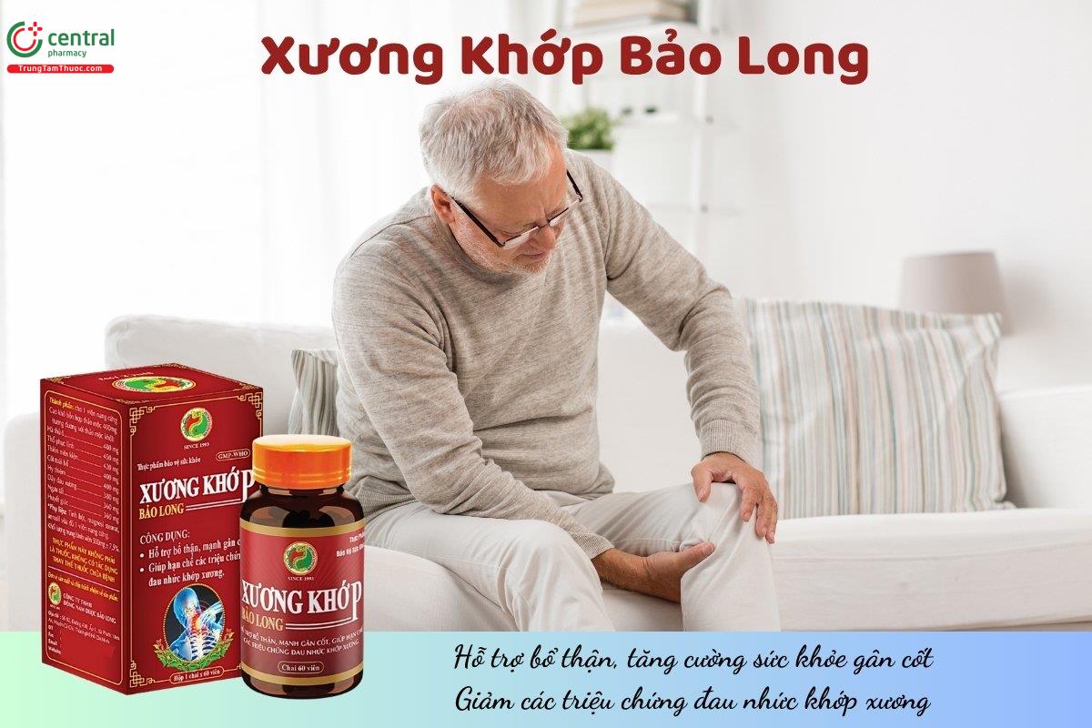 Xương Khớp Bảo Long giúp hỗ trợ bổ thận, tăng cường sức khỏe gân cốt, giảm các triệu chứng đau nhức khớp xương
