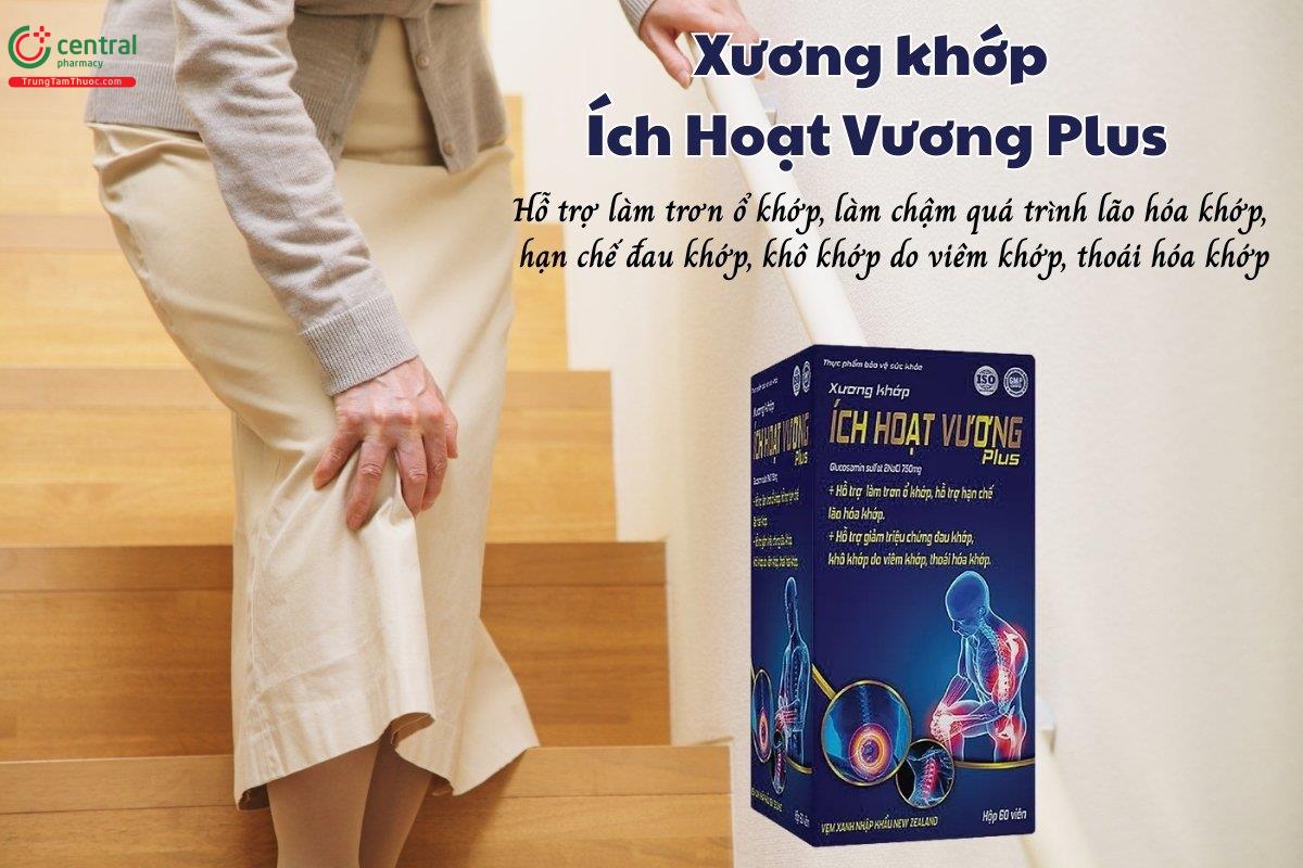 Xương khớp Ích Hoạt Vương Plus hỗ trợ làm trơn ổ khớp, làm chậm quá trình lão hóa khớp, hạn chế đau khớp, khô khớp liên quan đến viêm khớp, thoái hóa khớp