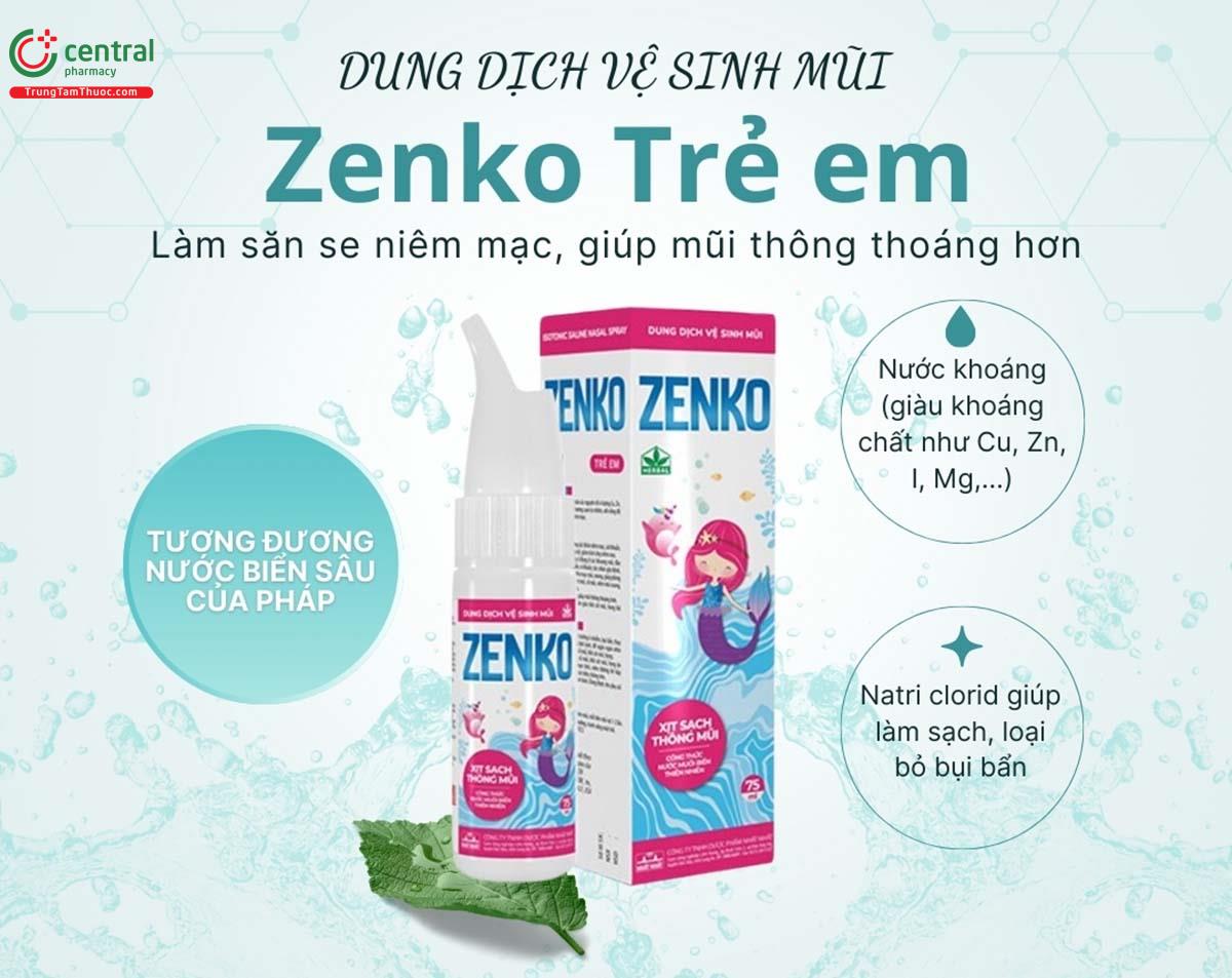 Dung dịch vệ sinh mũi Zenko (Trẻ em) làm sạch dịu nhẹ với niêm mạc mũi của bé