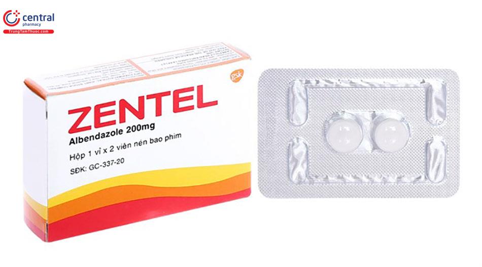 Hình ảnh thuốc tẩy giun Zentel 200mg.