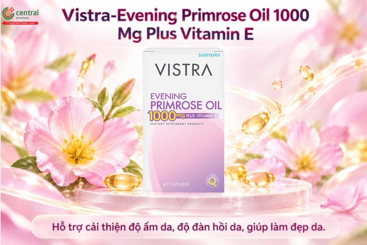 Vistra-Evening Primrose Oil 1000mg Plus Vitamin E hỗ trợ đẹp da