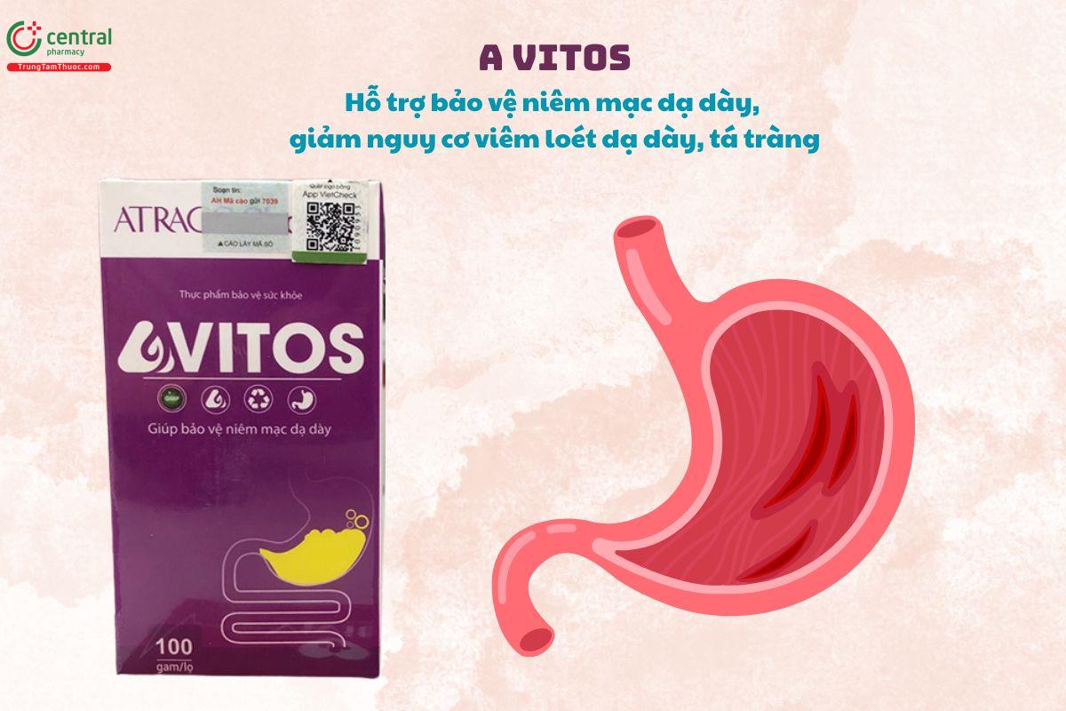 A Vitos hỗ trợ giảm acid dịch vị, bảo vệ niêm mạc dạ dày