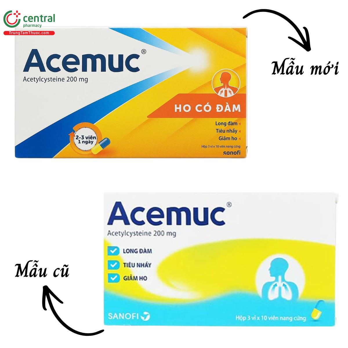 Acemuc 200mg (viên) thay đổi mẫu mã