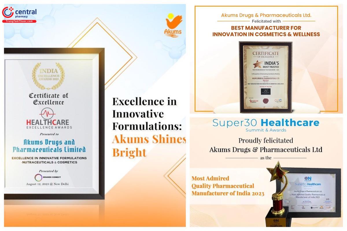 Giải thưởng đạt được của Akums Drugs & Pharmaceuticals Ltd. 