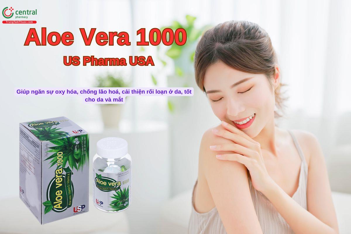 Viên uống Aloe Vera 1000 US Pharma USA chống lão hoá và tốt cho da, mắt