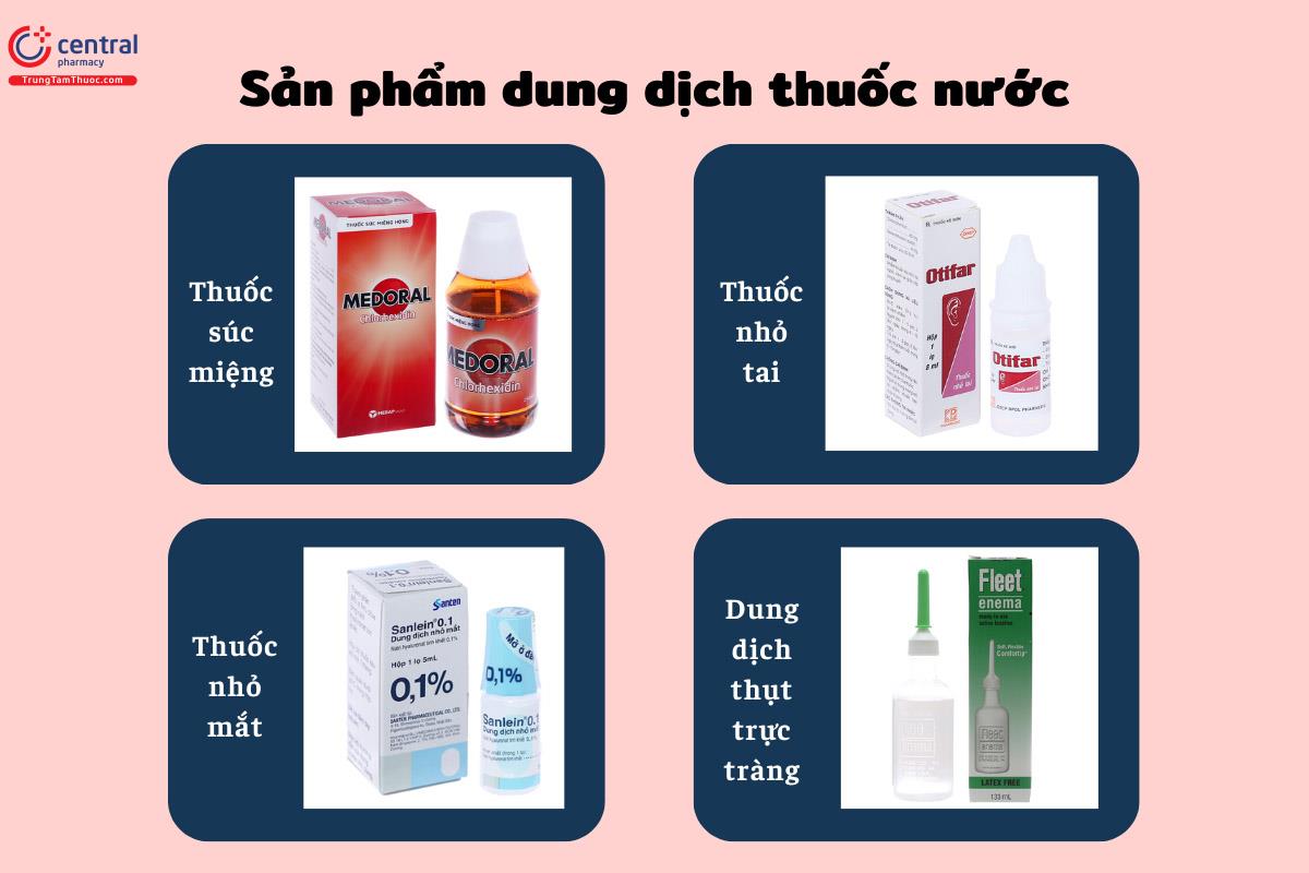 Một số ví dụ về sản phẩm dung dịch thuốc nước