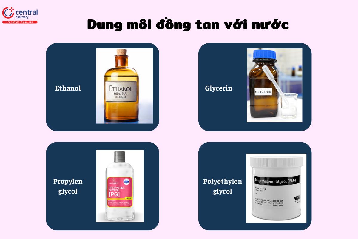 Một số dung môi đồng tan trong nước