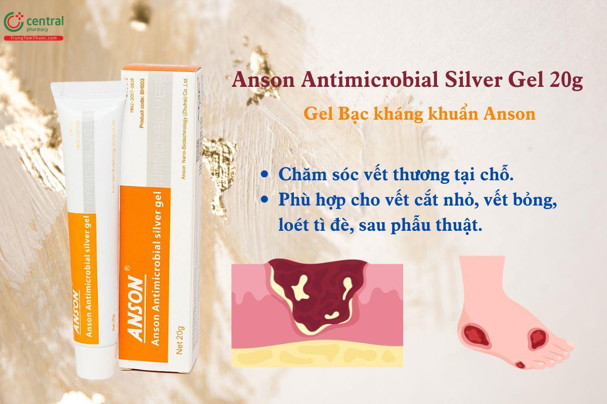 Anson Antimicrobial Silver Gel 20g - Chăm sóc vết bỏng, vết cắt, loét