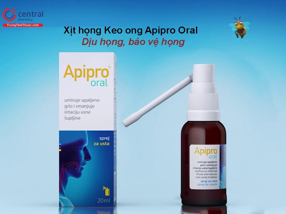 Xịt họng Apipro Oral chứa keo ong và tinh dầu bạc hà