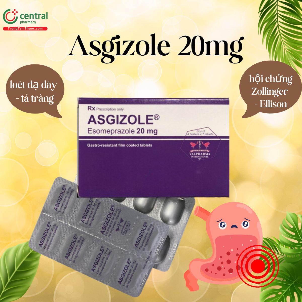 Thuốc Asgizole 20mg - Điều trị trào ngược dạ dày, loét dạ dày