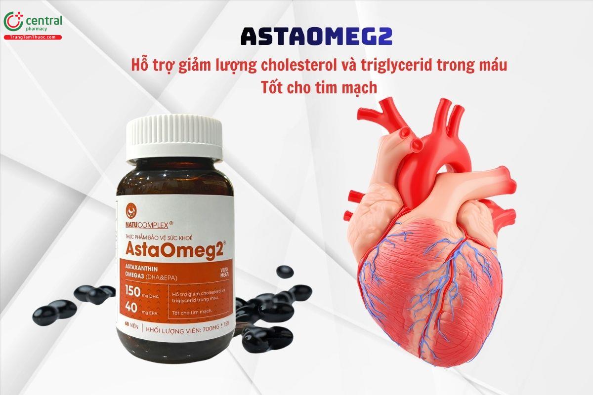 AstaOmeg2 giúp giảm cholesterol và triglycerid, tốt cho tim mạch