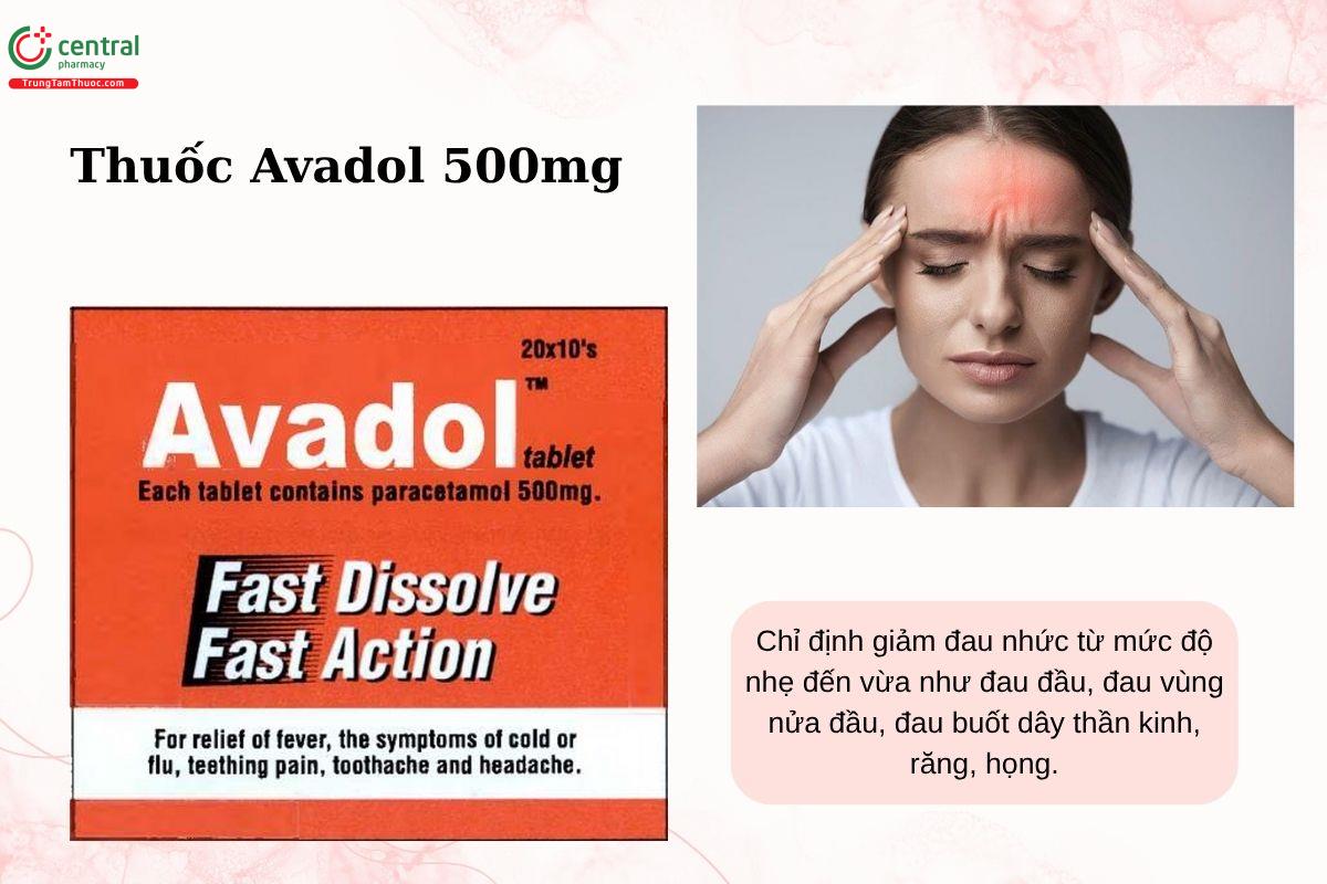 Chỉ định của thuốc Avadol 500mg