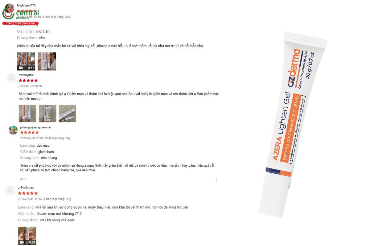 Azera Lighten Gel - Giảm thâm mụn