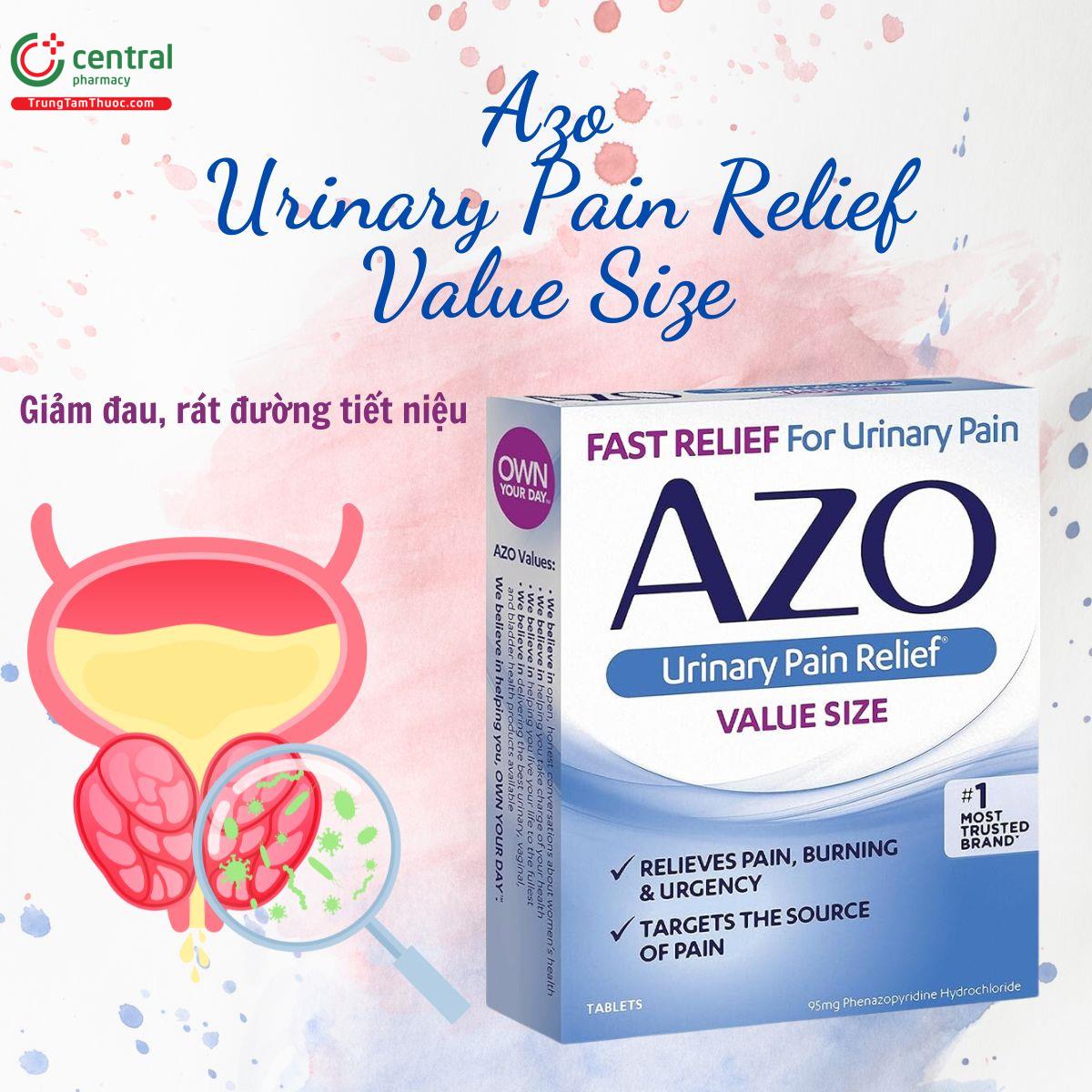 Thuốc AZO Urinary Pain Relief Value Size giảm đau, rát đường tiết niệu