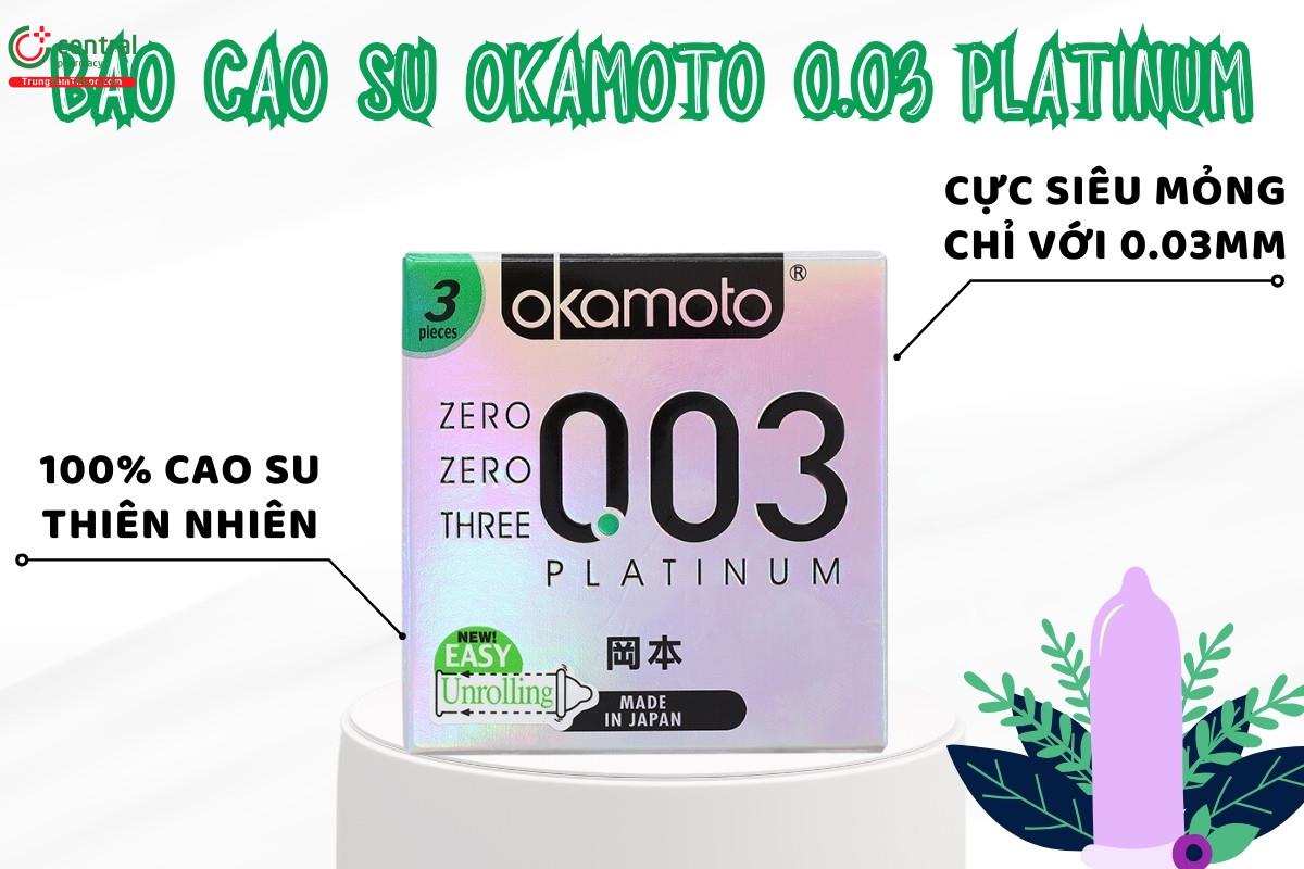 Thiết kế Bao cao su Okamoto 0.03 Platinum (Hộp 3 cái)