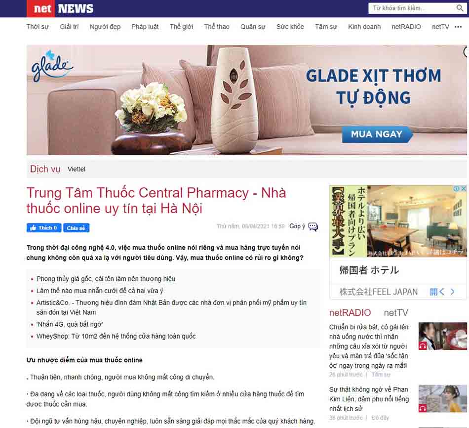 Netnews.vn đưa tin về nhà thuốc Trung Tâm Thuốc Central Pharmacy