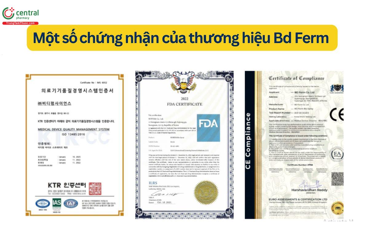 Chứng nhận chất lượng của thương hiệu Bd Ferm