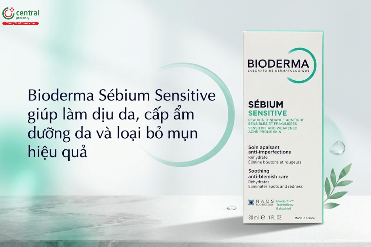 Bioderma Sébium Sensitive giúp làm dịu da, cấp ẩm dưỡng da và loại bỏ mụn hiệu quả