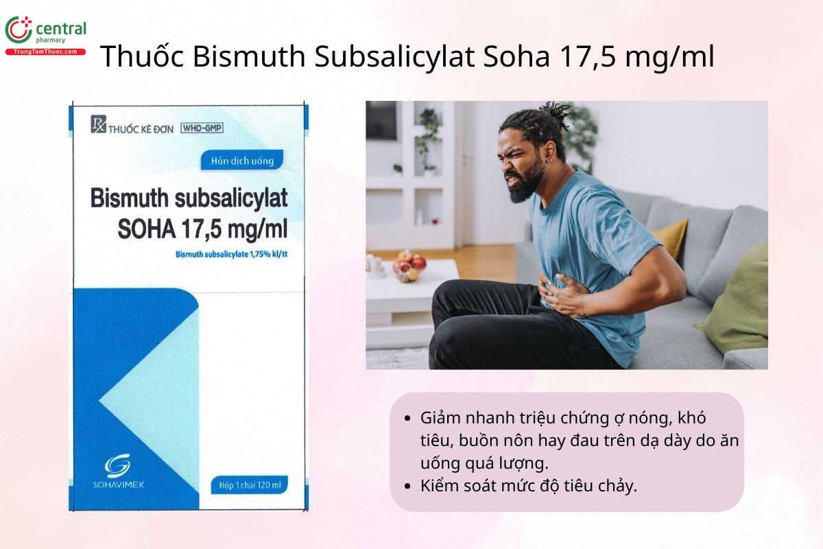 Chỉ định của thuốc Bismuth Subsalicylat Soha 17,5 mg/ml