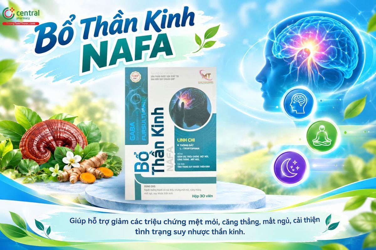 Bổ Thần Kinh NAFA hỗ trợ giảm mệt mỏi, căng thẳng và cải thiện giấc ngủ