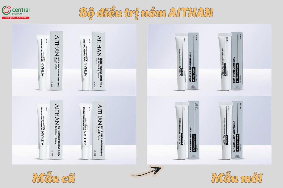 Mẫu mới - mẫu cũ của sản phẩm Bộ trị nám Aithan 15g