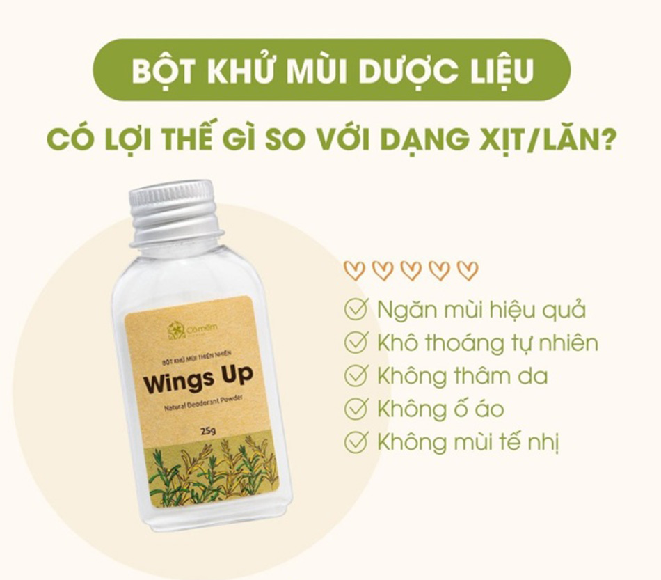 Hình 2: Công dụng của bột khử mùi Wings Up