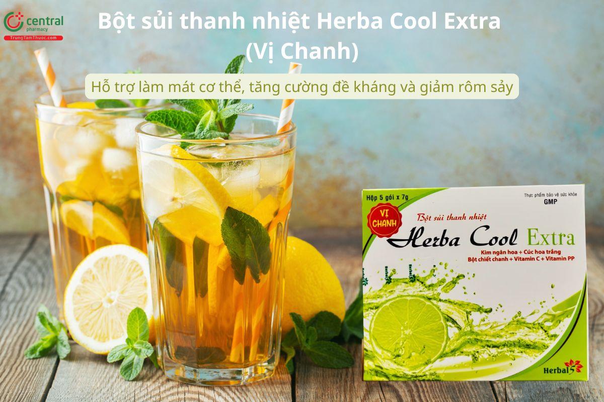 Bột sủi thanh nhiệt Herba Cool Extra vị chanh hỗ trợ làm mát cơ thể, giảm rôm sảy