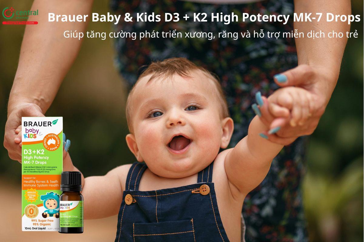 Brauer Baby & Kids D3 + K2 High Potency MK-7 Drops giúp phát triển xương, răng