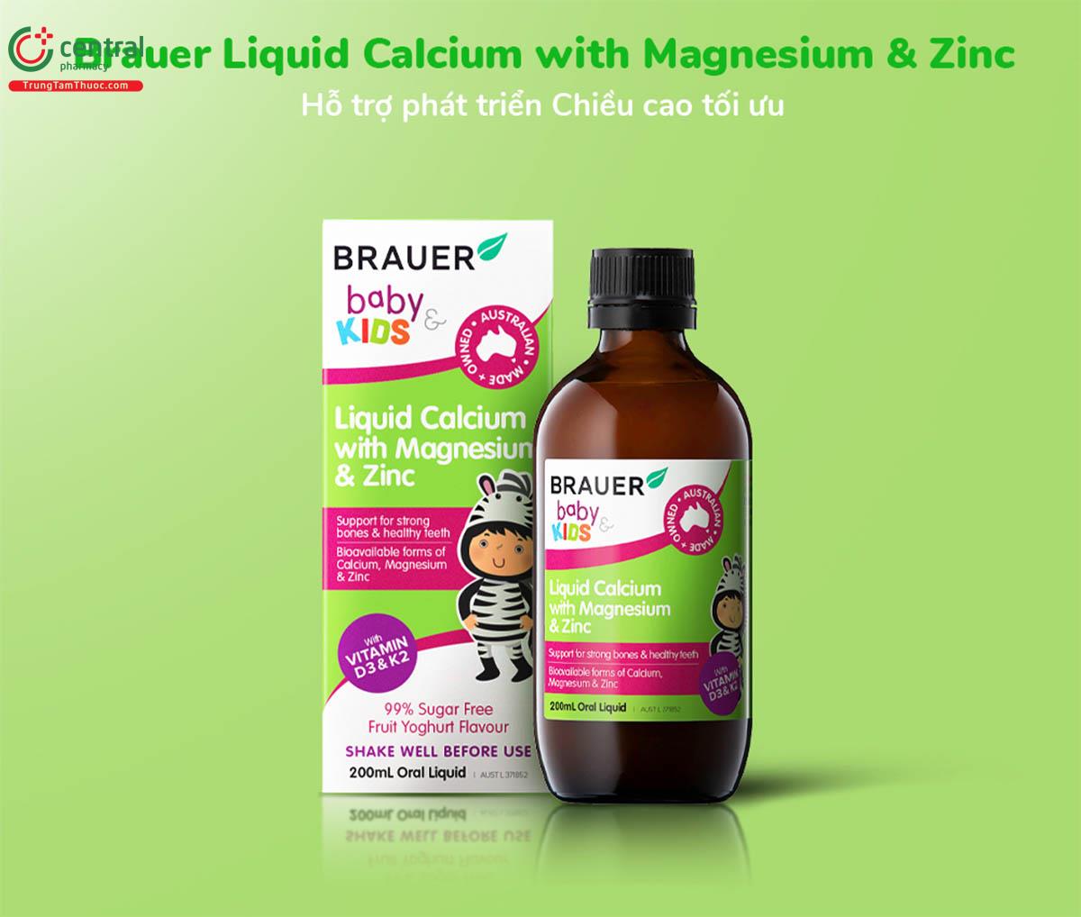 Brauer Baby & Kids Liquid Calcium With Magnesium & Zinc giúp xương răng chắc khỏe
