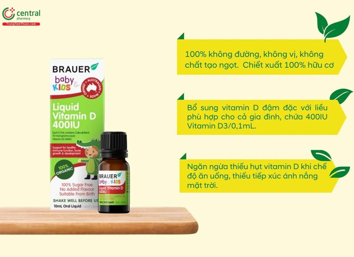 Brauer Baby & Kids Liquid Vitamin D 400IU giúp tăng cường sức đề kháng