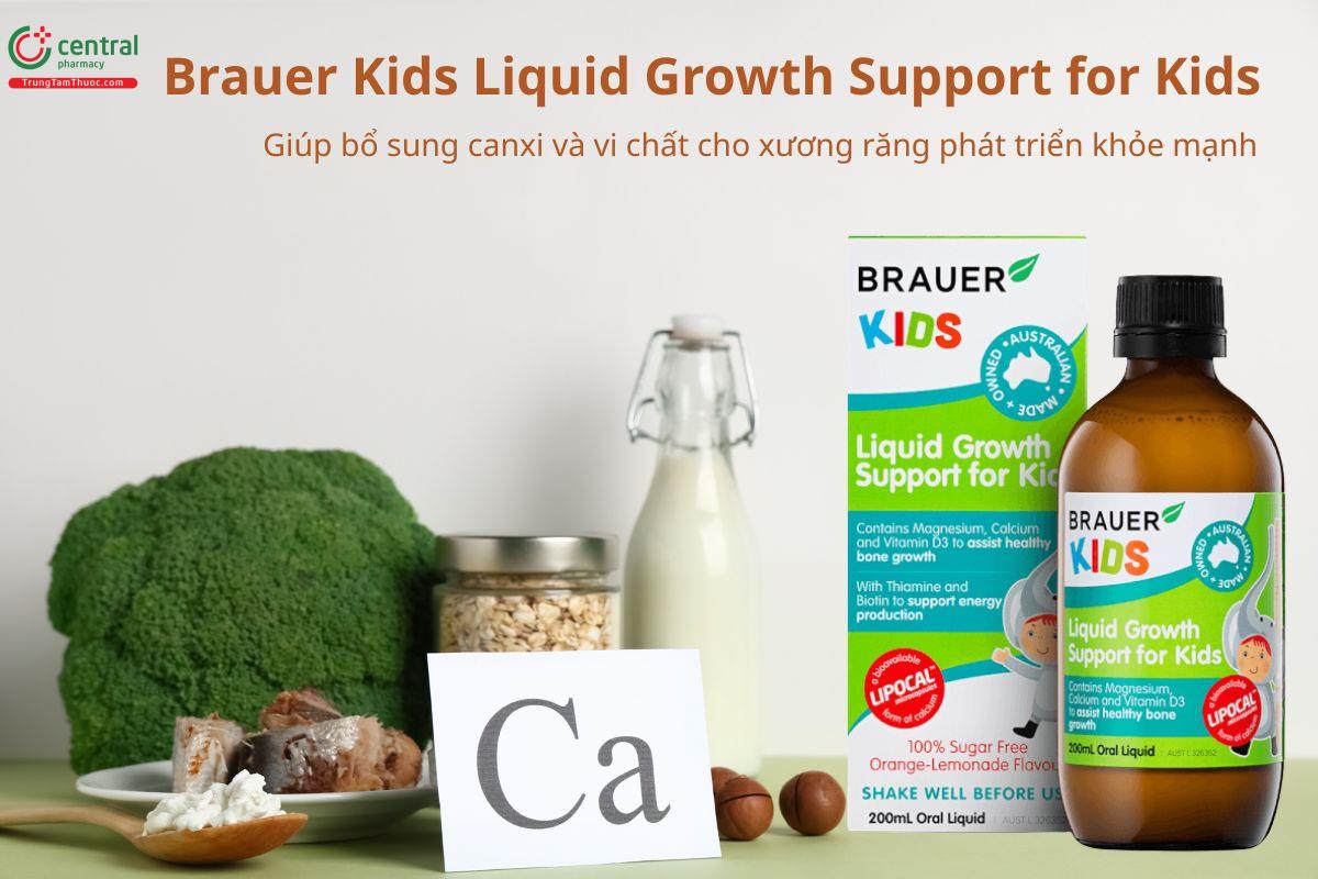 Brauer Kids Liquid Growth Support for Kids giúp bổ sung canxi và vi chất