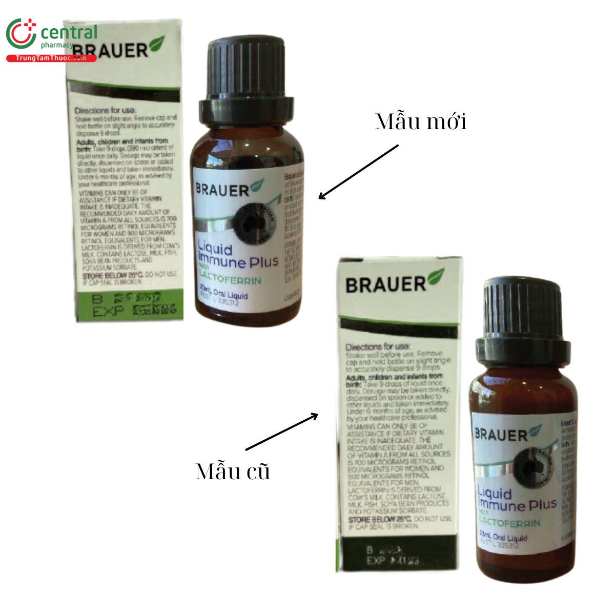 Thông báo thay đổi bao bì Brauer Liquid Immune Plus With Lactoferrin 