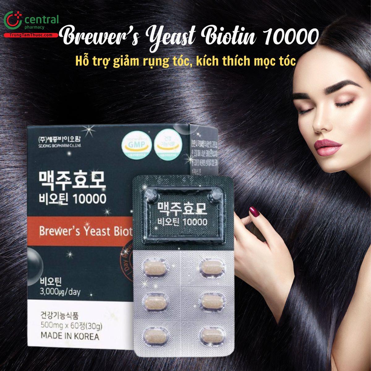 Brewer’s Yeast Biotin 10000 hỗ trợ giảm gãy rụng, kích thích mọc tóc