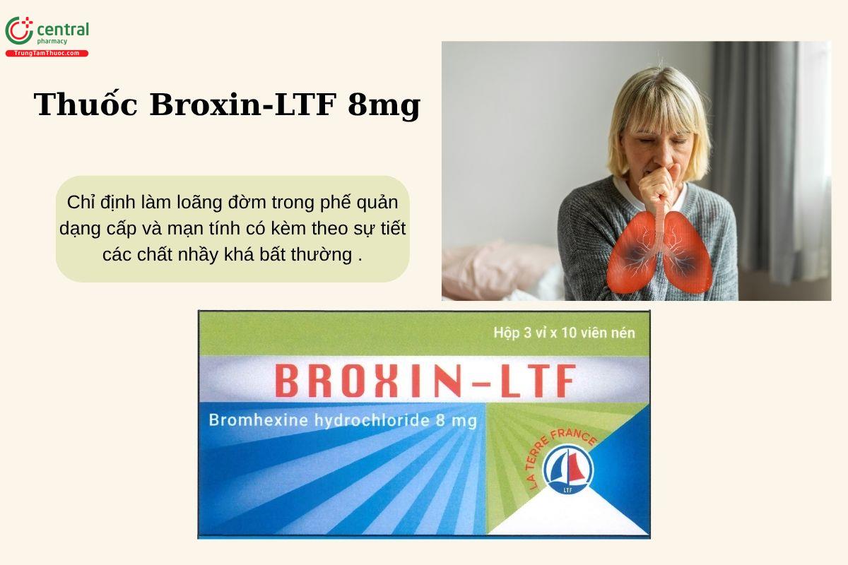 Chỉ định của thuốc Broxin-LTF 8mg