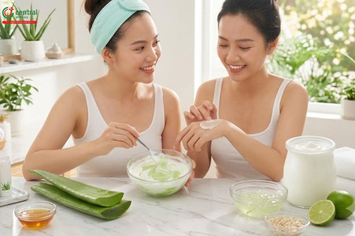 Cách làm trắng da bằng nha đam và sữa chua