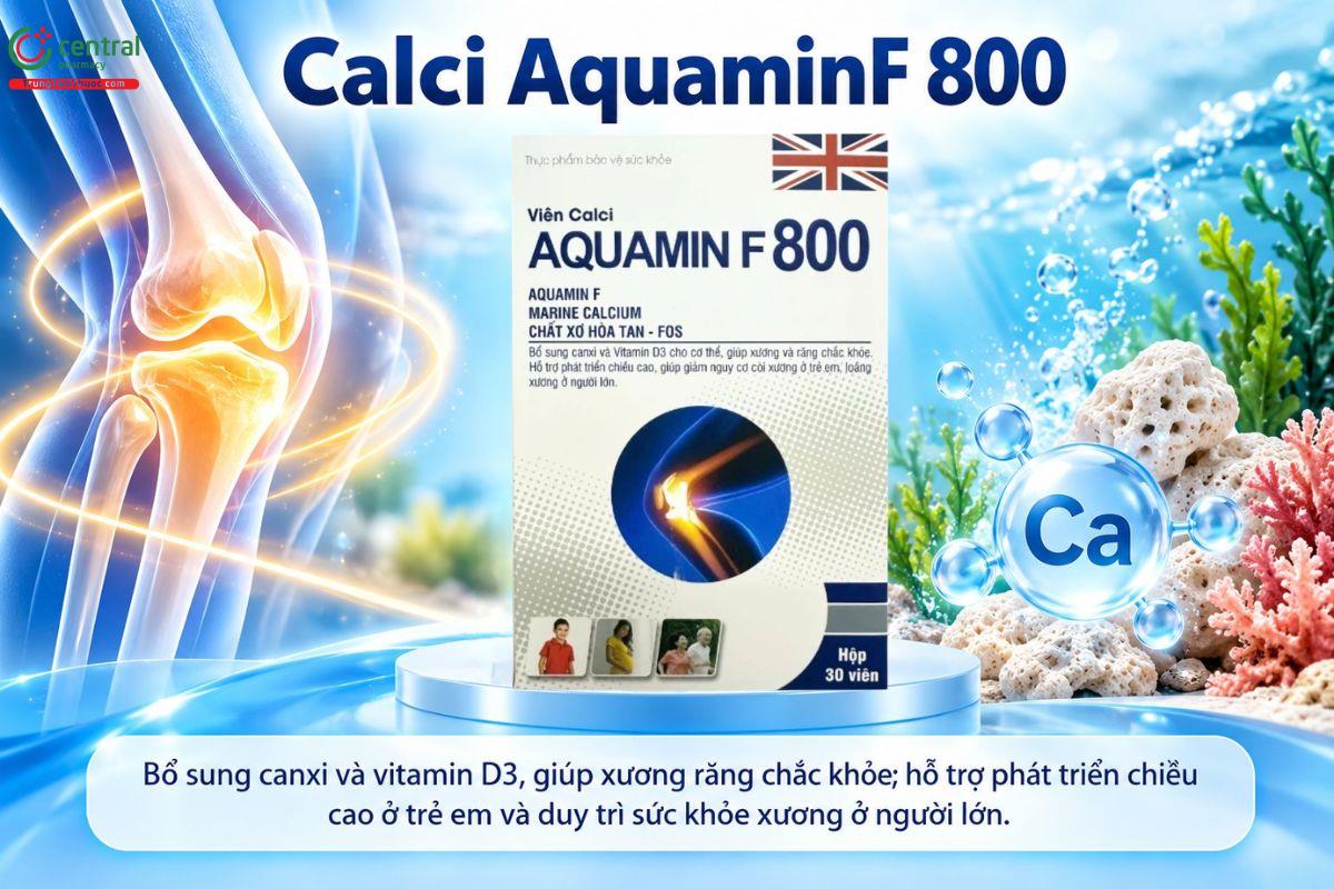 Calci AquaminF 800 bổ sung canxi, vitamin D3 giúp xương răng chắc khỏe