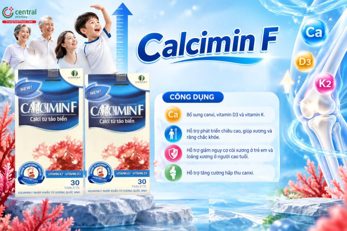 Calcimin F bổ sung canxi, vitamin D3 và K hỗ trợ xương chắc khỏe 