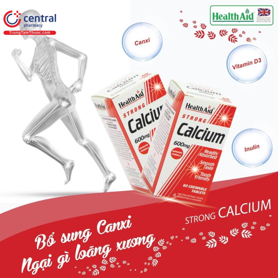 Hình 1: Thành phần của Strong Calcium 600mg HealthAid