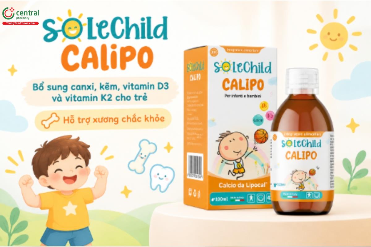 SoleChild Calipo bổ sung canxi, kẽm, vitamin D3 và vitamin K2 cho trẻ, tăng cường độ chắc khỏe xương