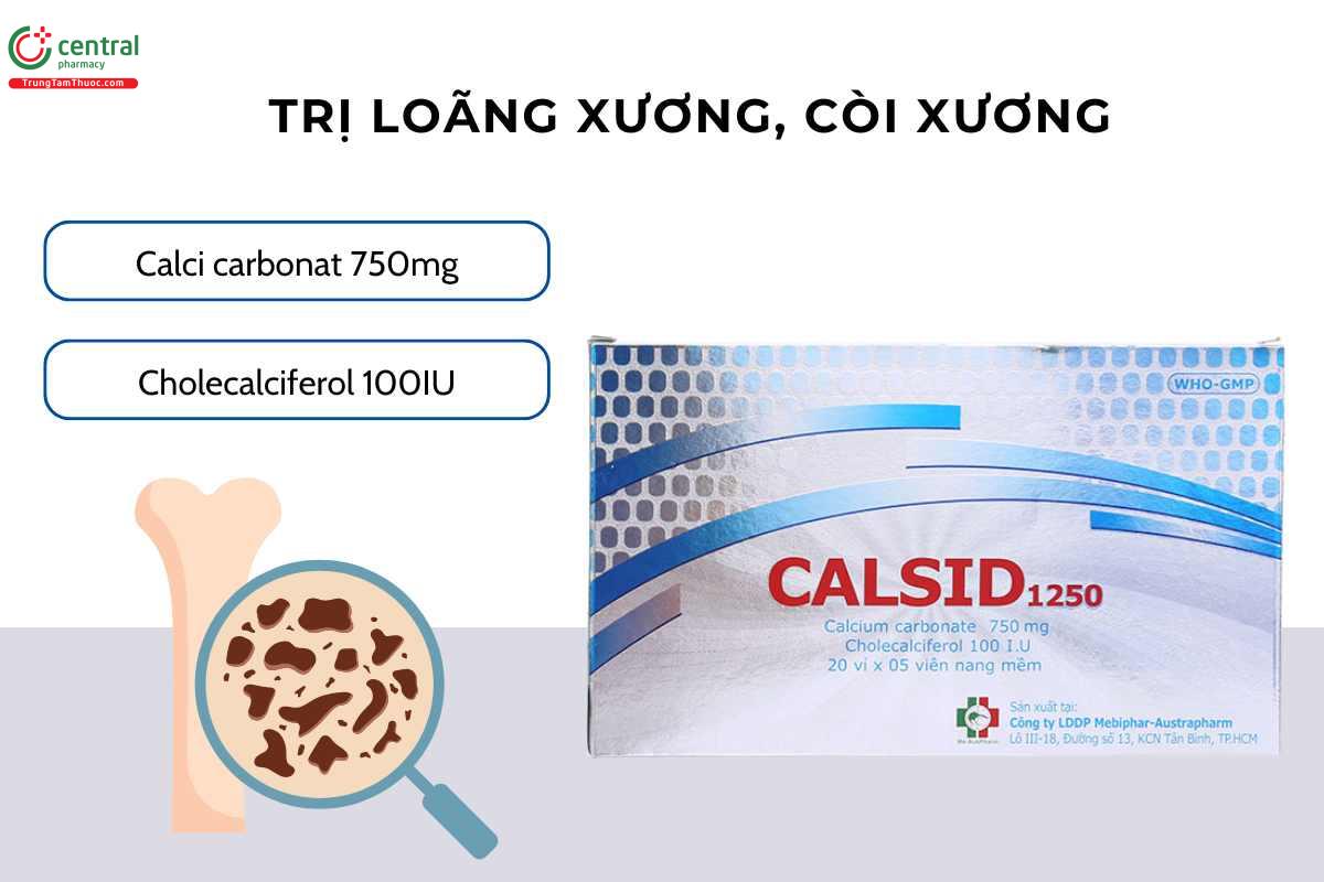 Thành phần và chỉ định của Thuốc Calsid 1250 