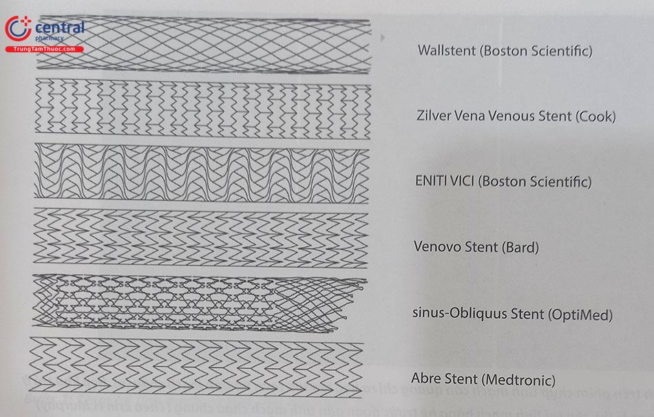 Hình 59.6. Một số loại stent tĩnh mạch phổ biến