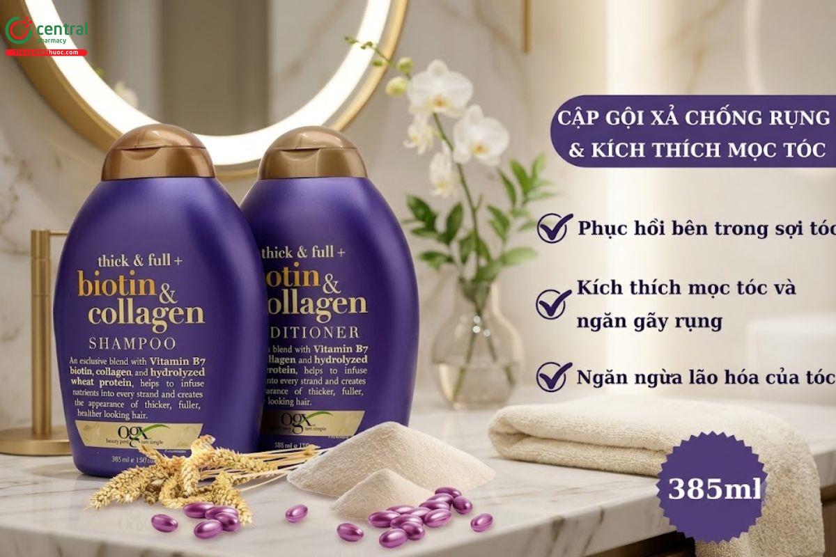 Dầu gội cặp Thick & Full + Biotin & Collagen của Mỹ (tím)