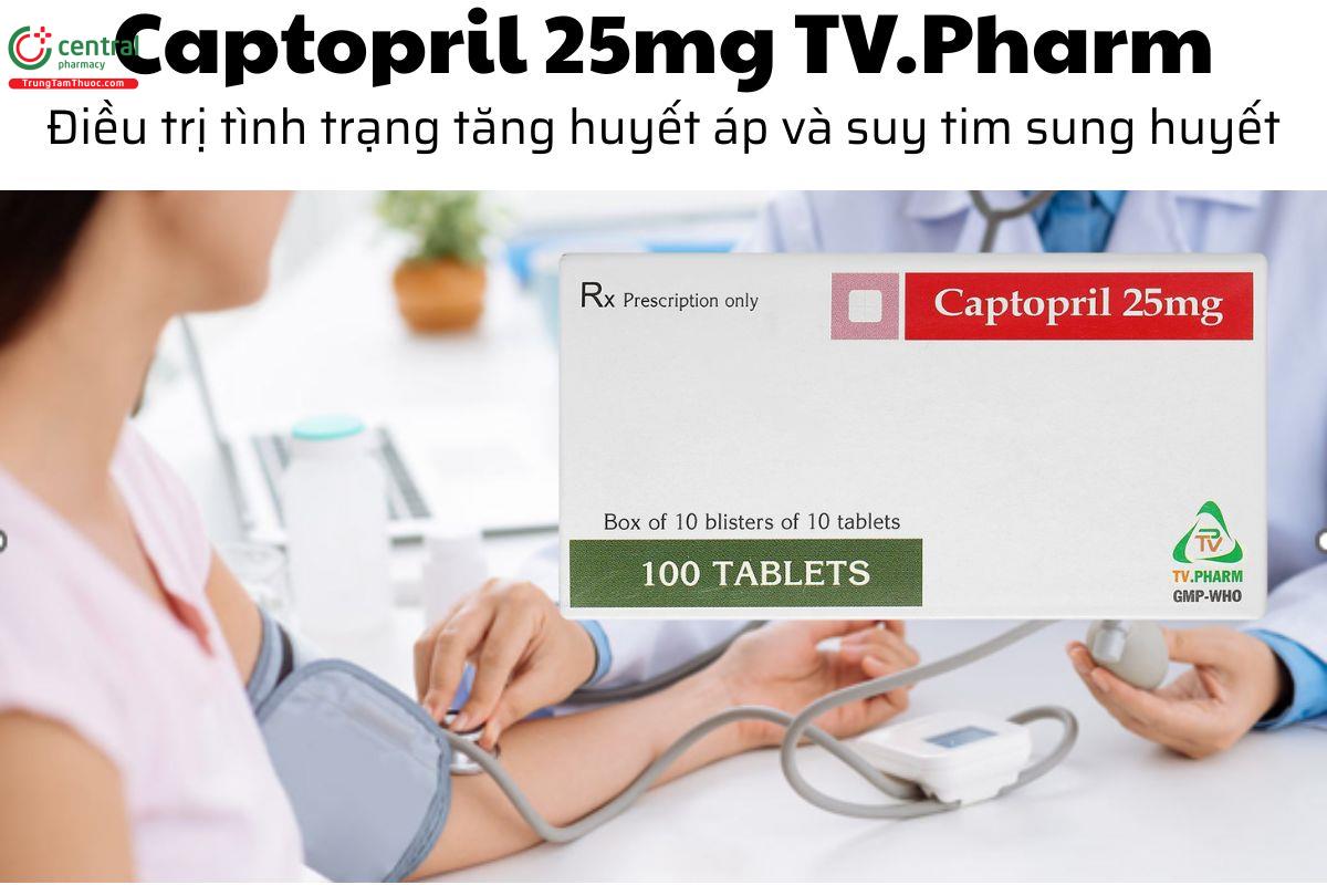 Thuốc Captopril 25mg TV.Pharm - Điều trị tăng huyết áp và suy tim sung huyết