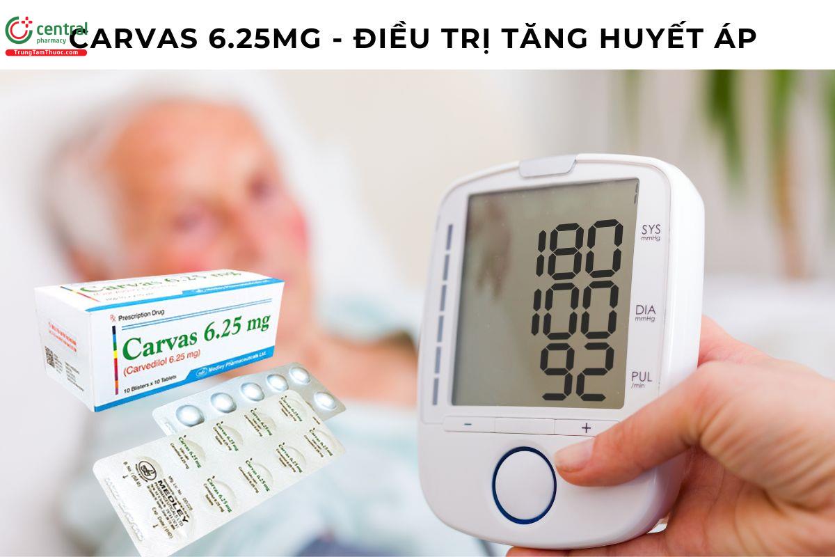 Thuốc Carvas 6.25mg điều trị tăng huyết áp