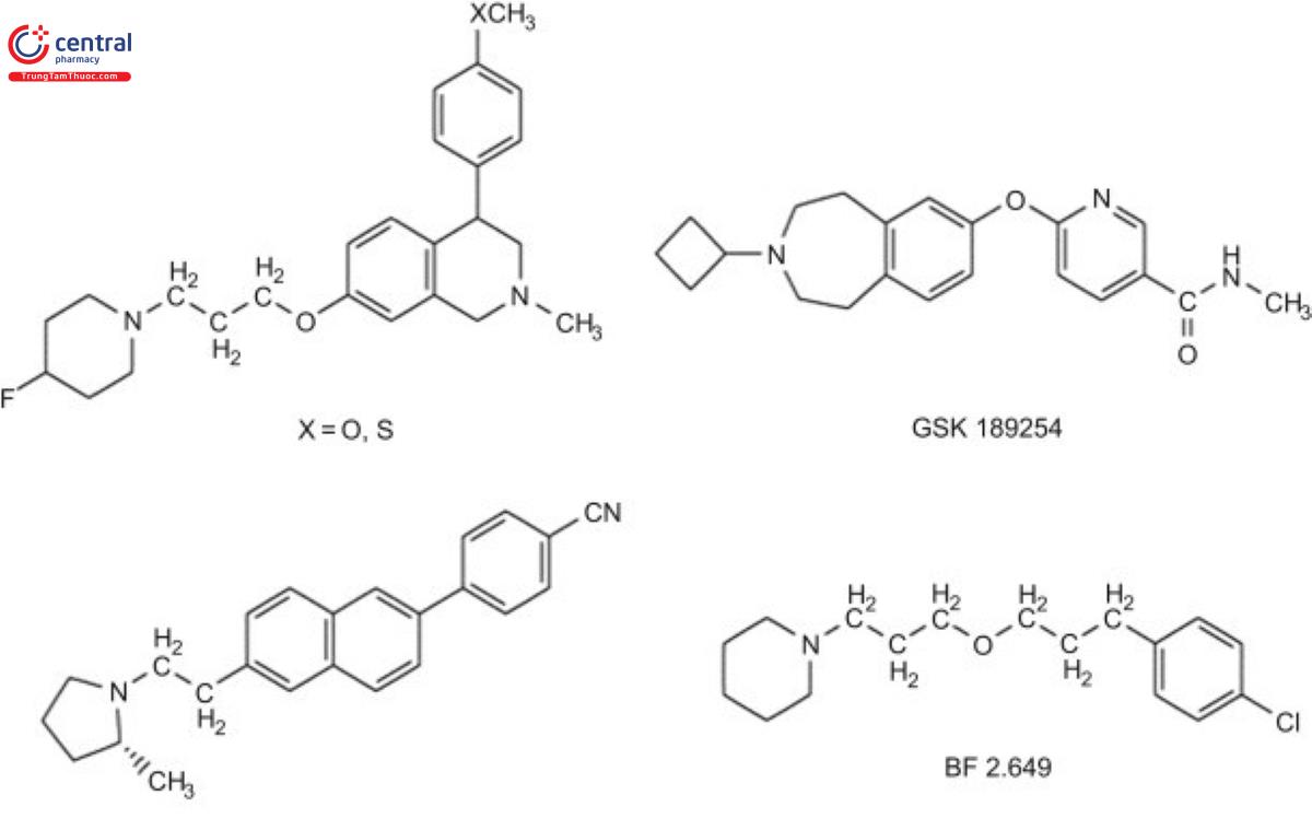 Cấu trúc hóa học một số hoạt chất thuốc kháng histamin H3 dẫn xuất non-imidazole