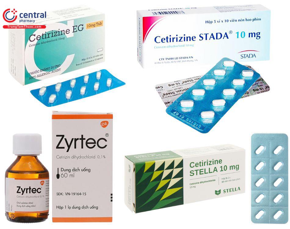 Các thuốc chứa Cetirizine